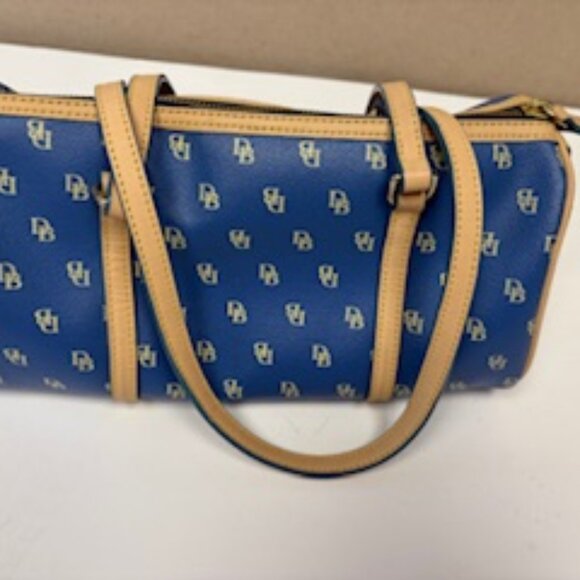 Dooney & Bourke Signature Blue Leather Barrel Bag - Picture 1 of 5